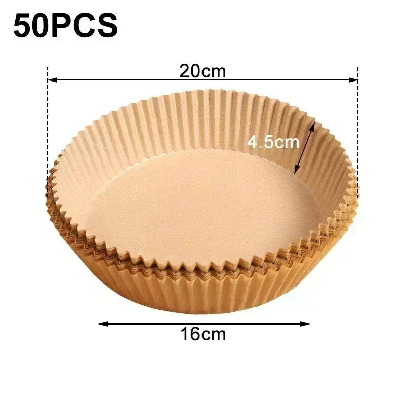 50/100pcs Air Fryer Grease Absorbent For Household Baking Pans With Thickened Silicone Paper Pads
