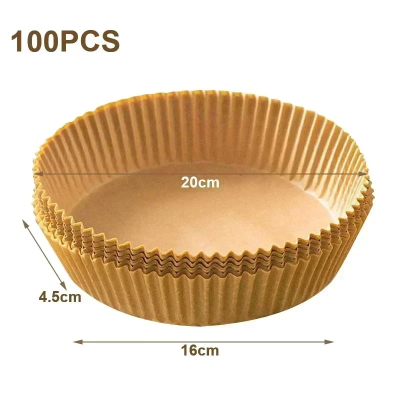 50/100pcs Air Fryer Grease Absorbent For Household Baking Pans With Thickened Silicone Paper Pads