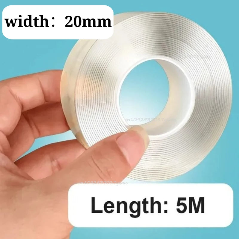 Nano Double Sided Tape Heavy Duty Transparent Adhesive Strips Strong Sticky Multipurpose Reusable Waterproof Mounting Tape