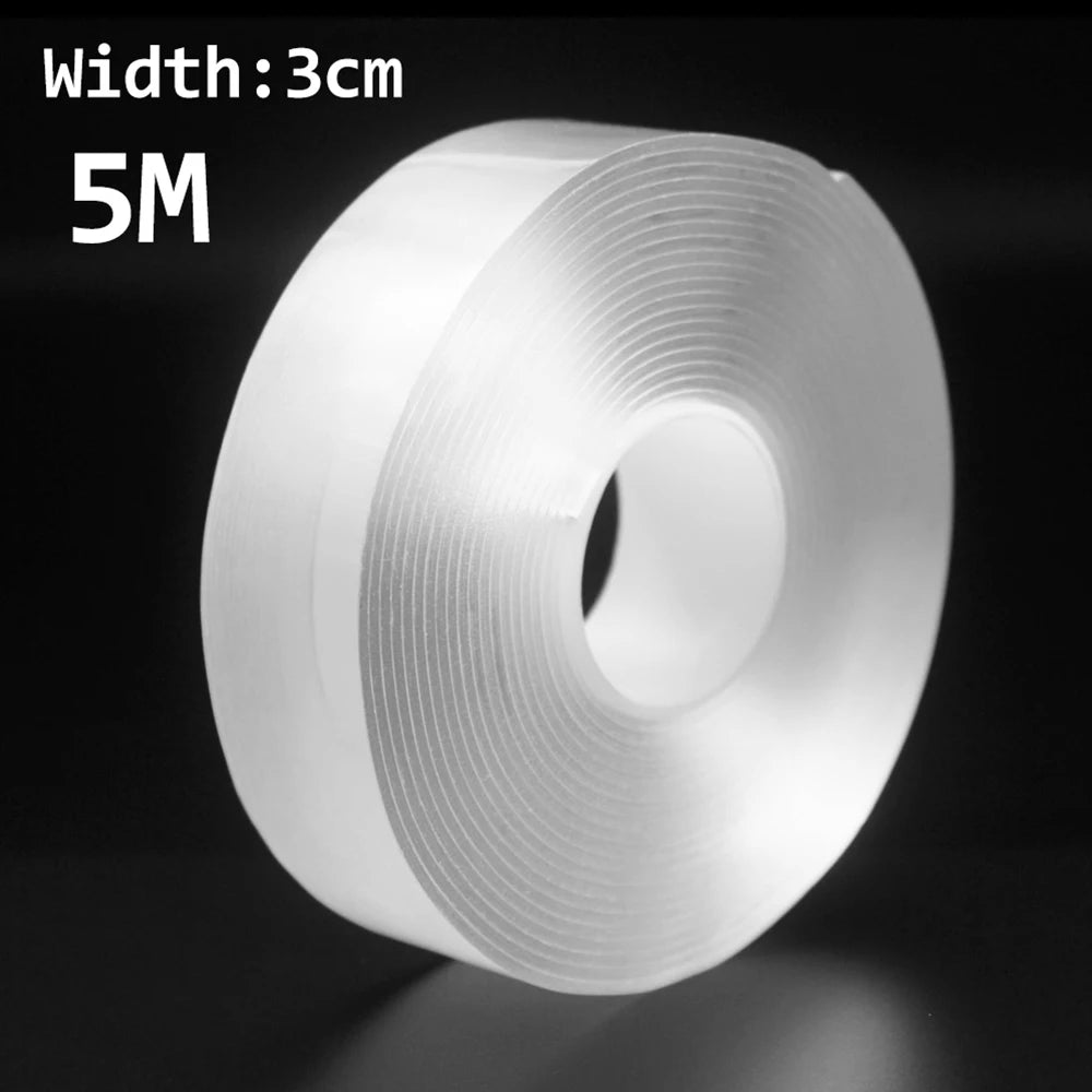 Nano Double Sided Tape Heavy Duty Transparent Adhesive Strips Strong Sticky Multipurpose Reusable Waterproof Mounting Tape