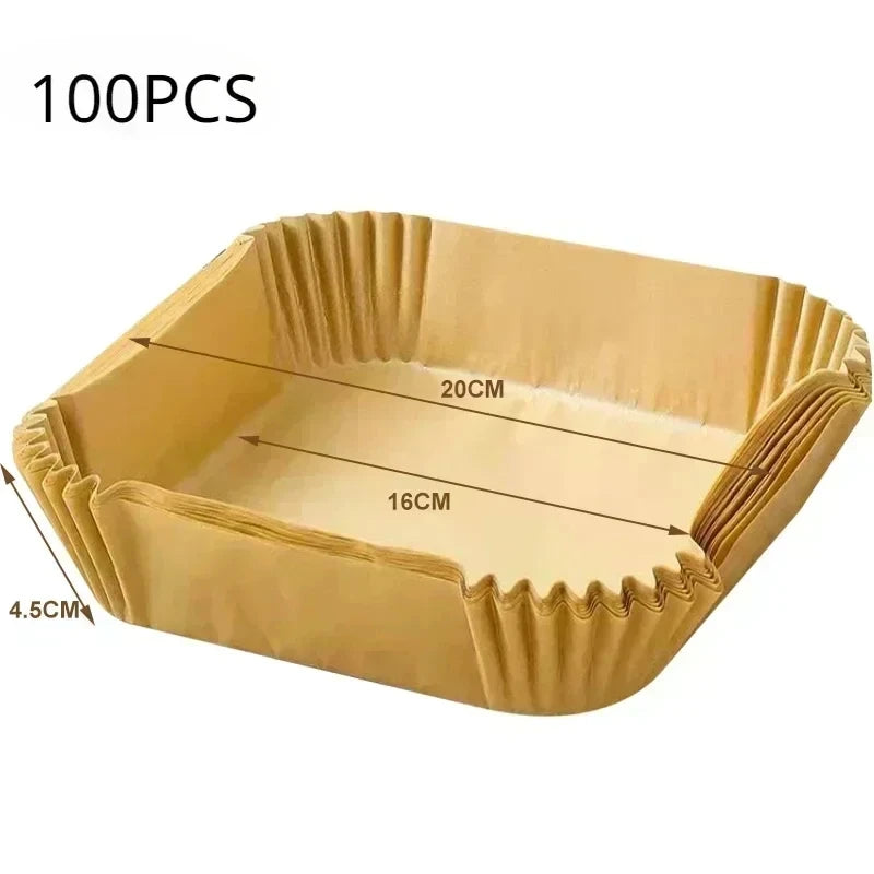 50/100pcs Air Fryer Grease Absorbent For Household Baking Pans With Thickened Silicone Paper Pads